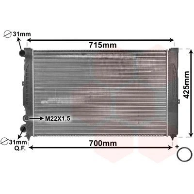 Imagen de VAN WEZEL 03002105 Radiador, refrigeración del motor Aluminio 630 400 32 *** IR PLUS con junta Aletas unidas mecánicamente