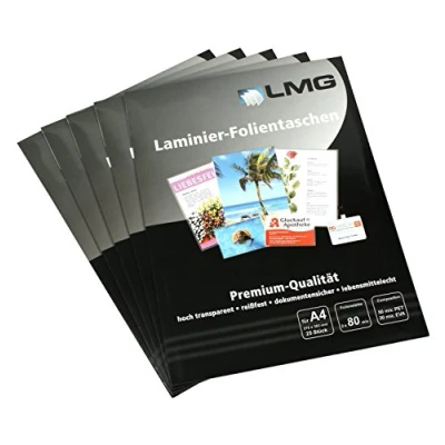 Imagen de LMG lmga4 80 25 plastificar A4, 216 x 303 mm, 2 micras, unidades)