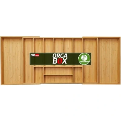 Imagen de Orga box UNIVERSAL cubertero de bambú ajustable para anchura armario 900 1200 mm hasta 13 compartimentos profundidad cajón 473