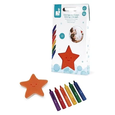 Imagen de Janod Kit Para Colorear el Baño Juguete de 6 lápices y un Borrador Estímulo A partir 3 Años, J04725