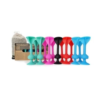 Imagen de TOSSIT Juego dardo Ventosa, Petanca Interior Exterior para Suelo y Pared, Silicona Potente Duradera, 4 Colores, Family Pack, Rojo Cian Rosa Azul Claro