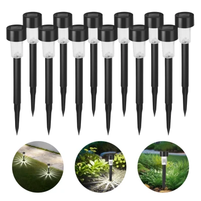 Imagen de Aigostar Luces Solares Jardín 12 Pcs Lamparas Jardín/Paisaje 6500K IP44 Impermeable, Luz Solar de Césped Para Pasillo, Césped, Patio