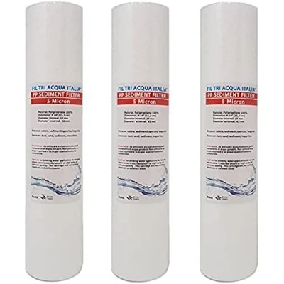 Imagen de Filtros de agua Italia Cartucho filtro sedimentos 10 pulgadas Micron 5 para ósmosis inversa Depurador Juego 3 unidades