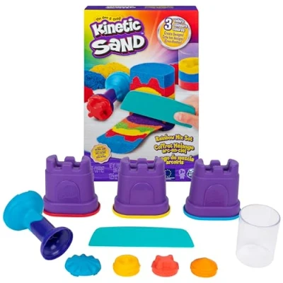 Imagen de KINETIC SAND Arena MÁGICA JUEGO de MEZCLA ARCOÍRIS 382g 3 Colores y Herramientas Kit Manualidades Niños 6053691 Juguetes Años +