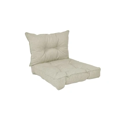 Imagen de POKAR Cojines Lounge Exterior Cojin Asiento Muebles Jardín para Silla, Set de 2: 60x60x10 cm + Respaldo 60x40x10 cm, Beige