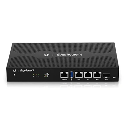 Imagen de Ubiquiti Networks EdgeRouter 4 Router (Gigabit Ethernet, 10/100/1000Base T(X), 10,100,1000 Mbit/s, 4000 Mpps, 3.0 (3.1 Gen 1), UNMS, CLI, SNMP, NetFlow, LLDP, NTP), Negro