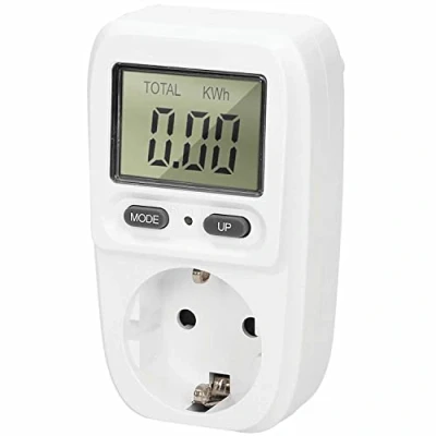 Imagen de Miratic Enchufe Medidor de Consumo Electrico con Pantalla LCD Contador Versión Schuko IP20 16A Blanco Vatímetro Dimensiones 107 x 63 75 mm