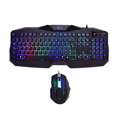 Imagen de Rii Gaming RK400: teclado italiano para juegos + Ratón 2000 DPI, con retroiluminaciónn LED de 7 colores (disposición italiana)
