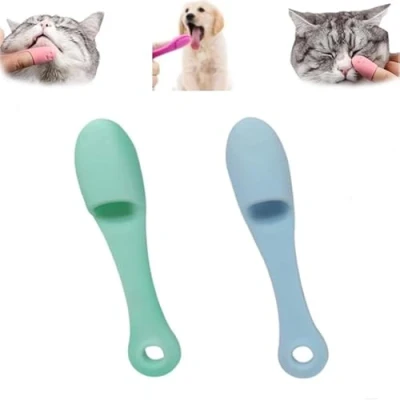 Imagen de cepillo de barbilla para gatos, depurador silicona limpiador dientes mascotas, cepillos dedos (B 2pcs)