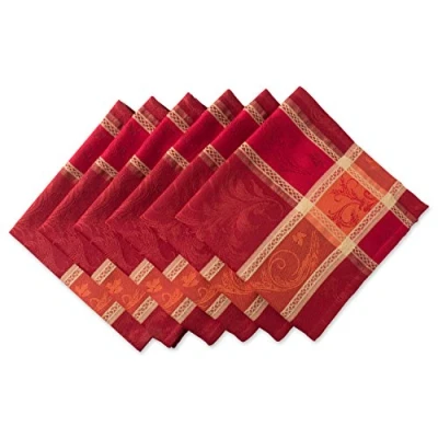 Imagen de DII Traditional Harvest Wheat Jacquard Collection Acción de Gracias Otoño Decoración mesa Damasco Algodón Juego servilletas cuadradas, 20 x pulgadas, vid calabaza naranja quemada, 6 piezas
