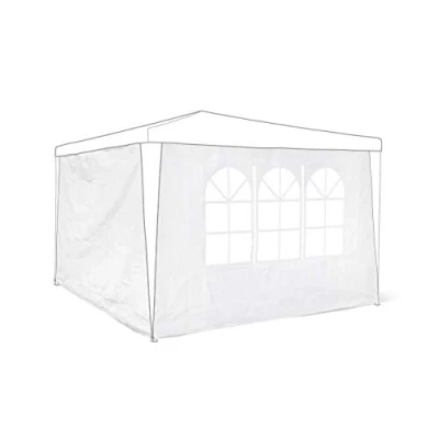 Imagen de Relaxdays 2 paredes laterales para carpas de 3 x m, 190 290 cm, 1 ventana PVC, 100 g PE, p, blanco