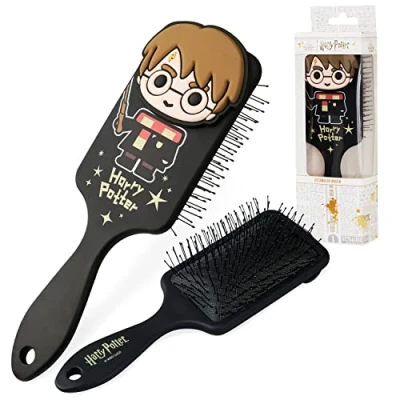 Imagen de Harry Potter Cepillo Pelo Desenredante Antitirones, Regalos Originales Todo Tipo de Cabello, Merchandising Oficial (Negro)