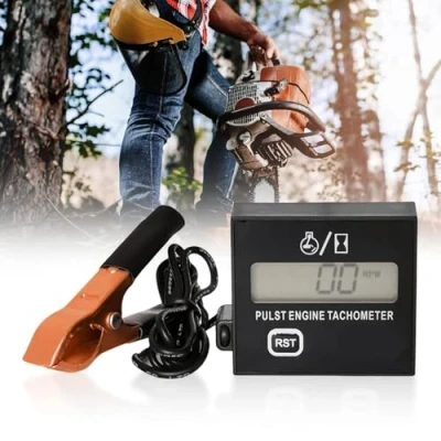 Imagen de tacómetro digital de 2 tiempos, inductivo, con contador horas, para motosierra motocicleta, quitanieves, motocross, cortacésped, generador