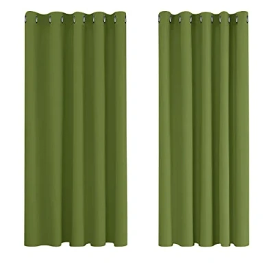 Imagen de Deconovo Cortinas Opacas para Interiores, 2 Piezas, 138 cm de Alto, térmicas Modernas habitación Infantil, con ollados, 168 x (Ancho Alto), Verde