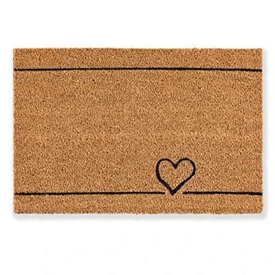 Imagen de Carpido Felpudo diseño líneas corazón Coco Pista Limpia 40x60 cm Interior Antibacteriano Material Natural