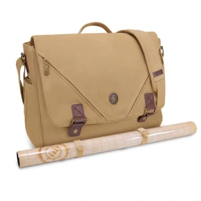 Imagen de ENHANCE Venture DnD Bag Canvas RPG Player&#039;s Essentials Dungeons and Dragons Messenger con Detalles de Cuero Vegano Se Adapta a 2 4 Libros, Dados y Accesorios (Caqui)