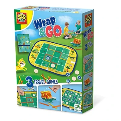 Imagen de SES Creative Crocodile Wrap&amp;Go Juegos para Viajar Cuatro en Raya Puntos y líneas Cocodrilo de Carga (02235)