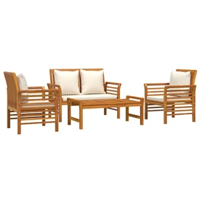 Imagen de Set muebles de jardín cojines madera maciza acacia