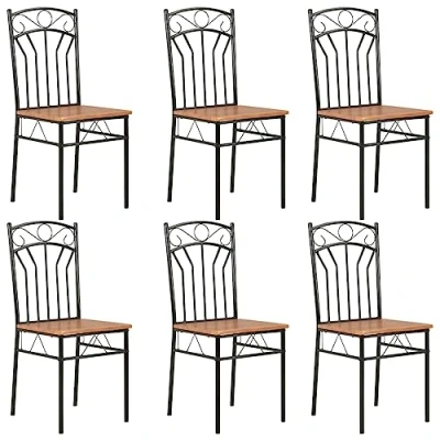 Imagen de vidaXL 6X Sillas de Comedor MDF Decoración Mobiliario Mueble Casa Hogar Resistentes Duraderas Prácticas Cómodas Elegantes Útiles Funcionales Marrón