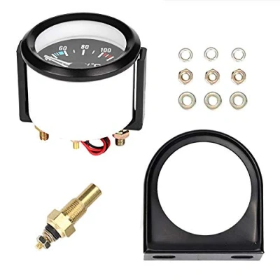 Imagen de Sensor de termómetro agua 2 pulgadas, herramienta instrumento medidor temperatura digital LED camión coche Universal 52 mmmanometro acqua