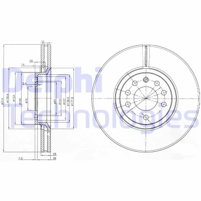 Imagen de DELPHI BG3973 Disco de freno 314 28 5 ventilado aceitado sin procesar cojinete rueda, anillo sensor ABS OPEL: Vectra C Berlina, CC