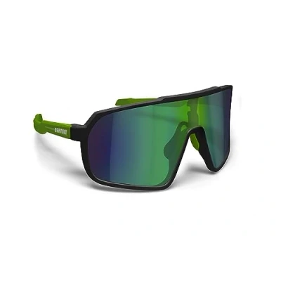 Imagen de BERTONI Gafas Deportivas Ciclismo MTB Running para Hombre y Mujer en TR90 Lente Ancha Antivaho 100% Protección UV mod. GEMINI (Negro Mate/Verde Mate Verde Espejada)