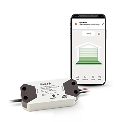 Imagen de Garza Smart Controlador de apertura puerta garaje inteligente, Wifi 2.4 Ghz, programable, control por app y voz Alexa/Google, blanco