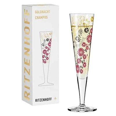 Imagen de Ritzenhoff 1071024 Copa de champán 200 ml Serie Goldnacht No. 24 Noble pieza diseño con oro auténtico Made in Germany
