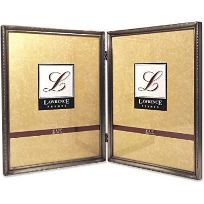 Imagen de Lawrence Frames Diseño de borde cuentas, 8 x 10 pulgadas, doble, peltre