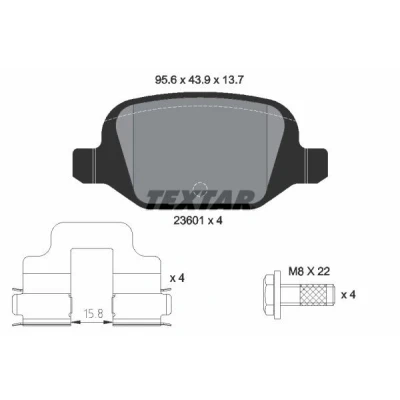 Imagen de TEXTAR 2360102 Juego de pastillas freno no preparado para indicador desgaste con tornillos pinza accesorios FIAT: 500 Hatchback