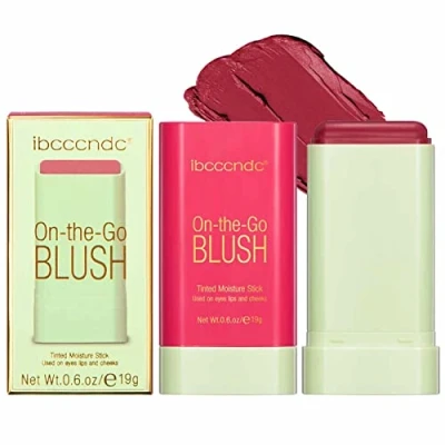 Imagen de Kasmole rubor en crema Brillante para mejillas,Colorete barra pieles maduras 0.6oz Cheek Stick, MaquStick, Larga duración, mejillas Maquillaje, rojo vivo