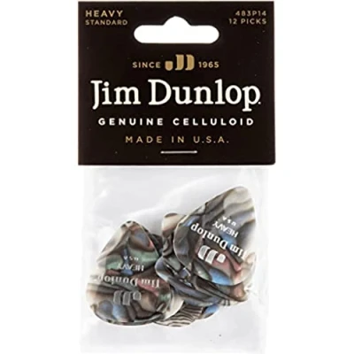 Imagen de JIM DUNLOP Púas Genuine Celluloid Classic, Saco de 12, abalone, duro