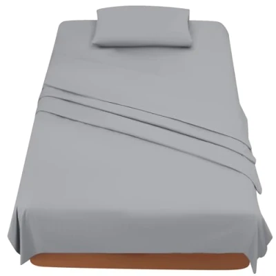 Imagen de Sabanas Cama 120 Juego Sábanas 3 Piezas Bajera Ajustable Encimera 1 Funda de Almohada 50x80 (Cama 120x190/200 cm, Gris Oscuro)