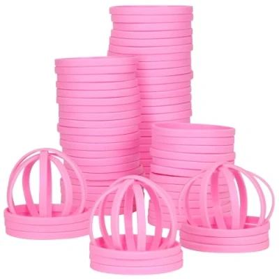 Imagen de LVNRIDS 50 Pulseras de Silicona para Adulto, 8 Inch Longitud elásticas Goma Deportes Regalos a Granel Suministros Profesores Decoraciones Fiestas Rosa