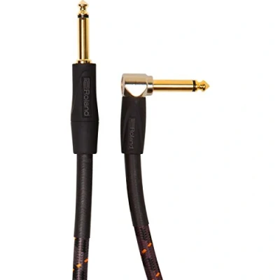 Imagen de Cable de patch/pedal la serie Gold Roland — Conectores 1/4 pulgada recto y en ángulo recto, 4,5 m longitud RIC G15A