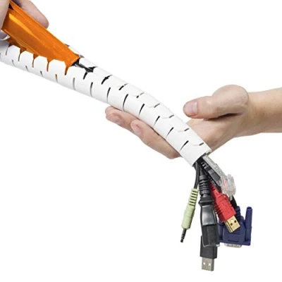 Imagen de D Line CZ252.5B Cubiertas para cables eléctricos, Cable Zipper cubrir y organizar cables, Organizador de 25mm Diámetro x 2.5m longitud Blanco