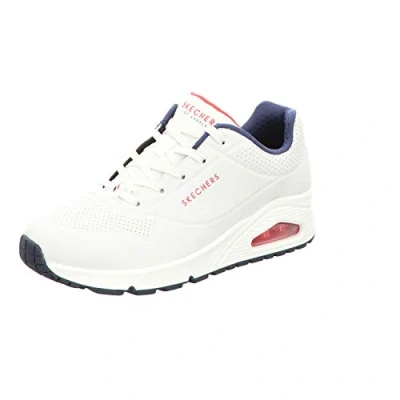 Imagen de Skechers Uno, Zapatillas de Deporte Mujer, White Durabuck Navy Red Trim, 36 EU