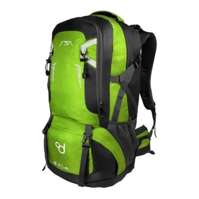 Imagen de OcioDual Mochila Verde Claro 60 Litros 60L Impermeable con Cierres Asas y Correas de Seguridad Senderismo Trekking Camping