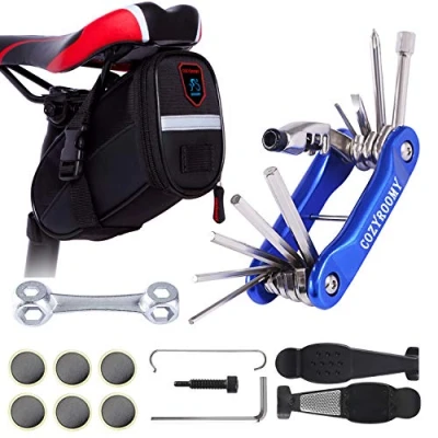 Imagen de COZYROOMY Bolsa sillín Kit reparación Bicicletas con Herramienta multifunción para neumáticos y Cadena