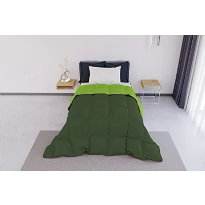 Imagen de Italian Bed Linen Elegant Colcha de Invierno, Verde Oscuro/Verde Manzana, 220x260 cm