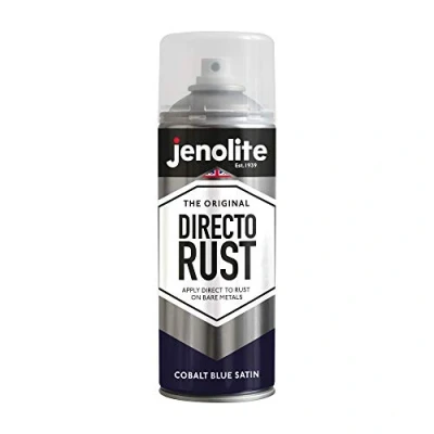 Imagen de JENOLITE DIRECTORUST Pintura en aerosol satinada AZUL COBALTO 400ml multisuperficie todo uno: metal, madera, plástico Aplicar directamente sobre el óxido RAL 5013