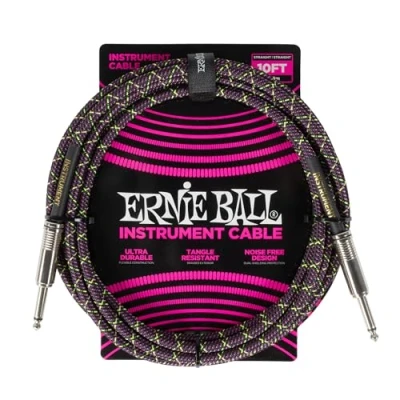 Imagen de Ernie Ball Cable de Guitarra Trenzado, Recto/Recto, 3 m Purple Python