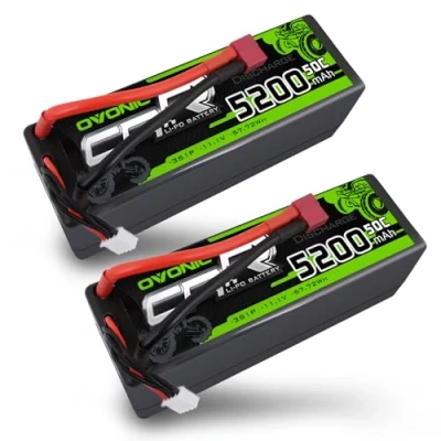 Imagen de OVONIC 3S Batería de polímero litio (11,1 V, 5200 mAh, 50 C, con conector Deans, para FPV RC, avión, coche, Evader BX, cuadricóptero, helicóptero, camión, barco, 2 unidades)