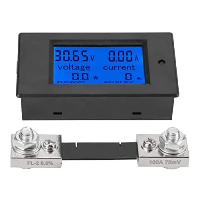 Imagen de Multímetro digital de voltaje corriente continua 6,5 a 100 V, 0 A, medidor energía LCD, voltímetro amperímetro con derivación (derivación A)