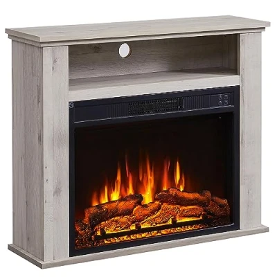 Imagen de BALDERIA Chimenea eléctrica de pie Frida con Compartimento Adicional Efecto Llama 3D Calefacción 2000 W Control Remoto, Inicio, Temporizador y termostato Roble Oscuro