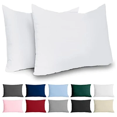 Imagen de Dreamzie Funda Almohada 50x70 Algodón Reforzado (Pack de 2) Blanco Tela Apretada 57 Hilos/cm² 50 x 70 Certificación Oeko Tex