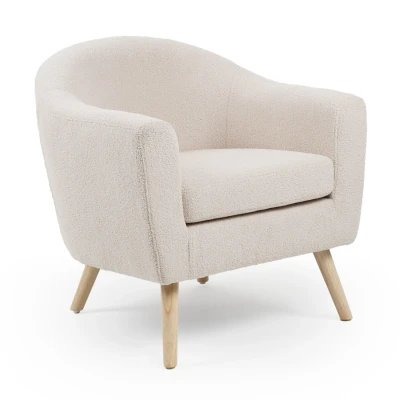Imagen de Sillón escandinavo Savoy Tejido de lana color crema Menzzo