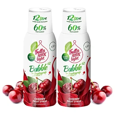 Imagen de 2 paquetes Light Bajo en carbohidratos Jarabe de fitness FruttaMax Azúcar Cero con Stevia 50 60% Contenido Fruta (2x500ml) (2 x Cereza Light)