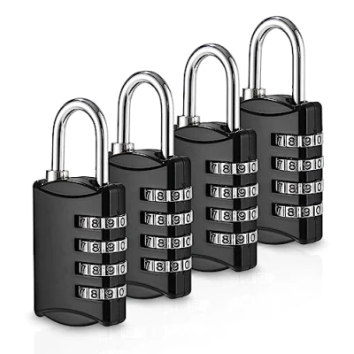 Imagen de 4 Piezas Candado Combinacion, Cerradura de Combinación Dígitos, Taquilla, Maleta Aleación Zinc, Impermeable, para Gimnasio, Escolar, Cobertizo, Jardín