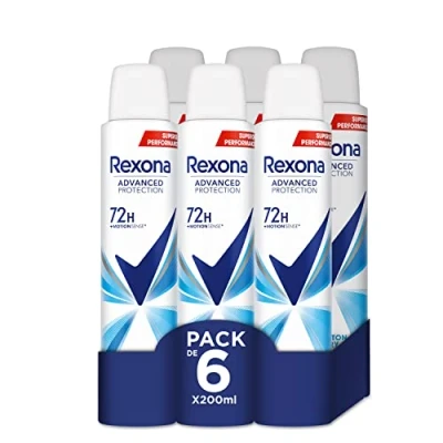 Imagen de Rexona Desodorante Aerosol Advance Protection Cotton Dry 72 h para mujer 200 ml Pack de 6